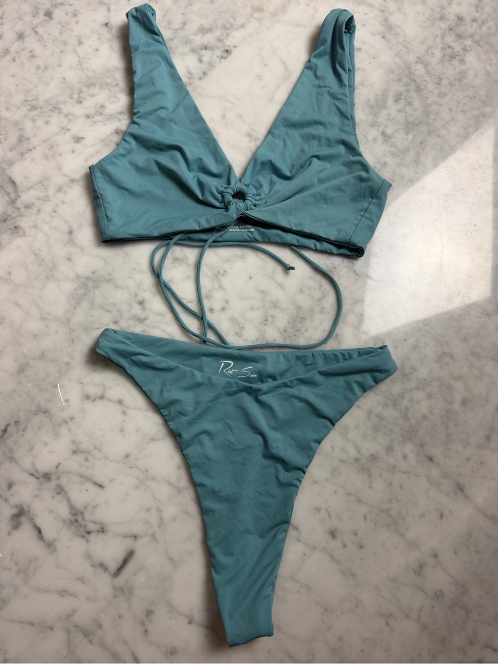 Riot Swim Teal Blue Knot Front Two-Piece Bikini